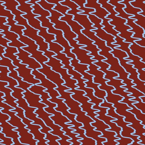Light blue wavy lines on a maroon red background.